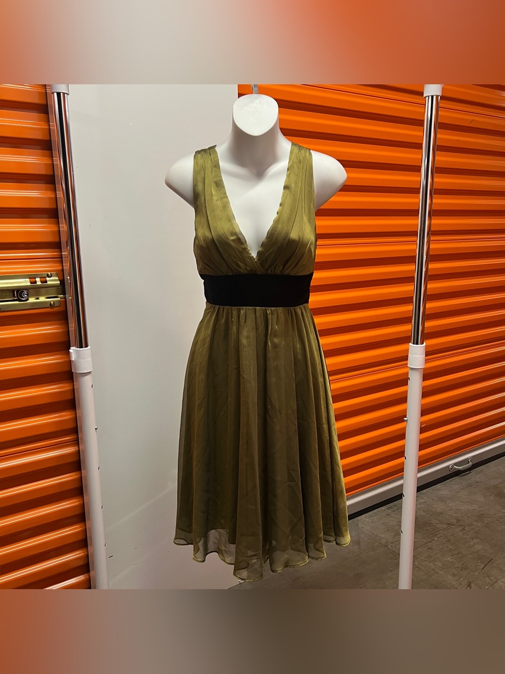 Forever 21 Olive Babydoll Dress with Black Waistband